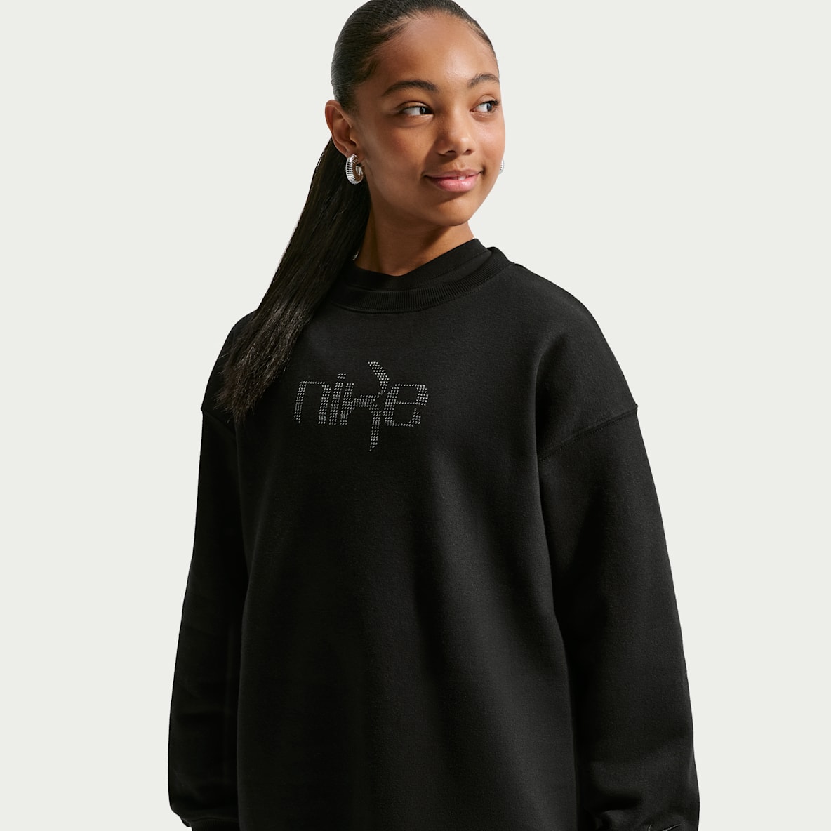 Nike Studio Fleece Oversize-Sweatshirt mit Rundhalsausschnitt für ältere Kinder (Mädchen)