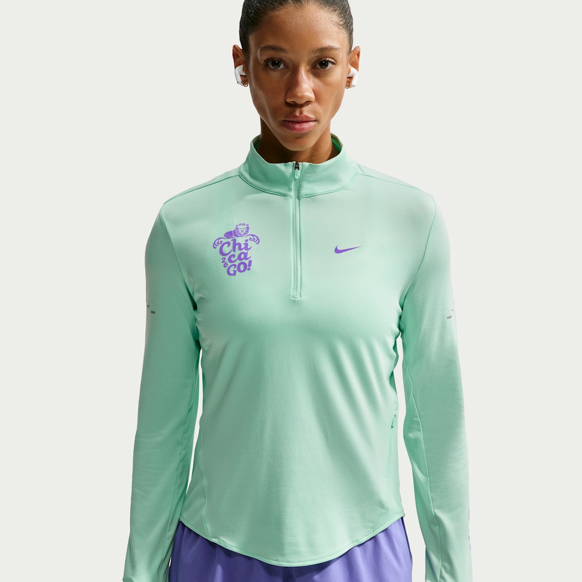 Nike Swift Playera de correr Dri-FIT con protección contra los rayos UV y medio cierre para mujer