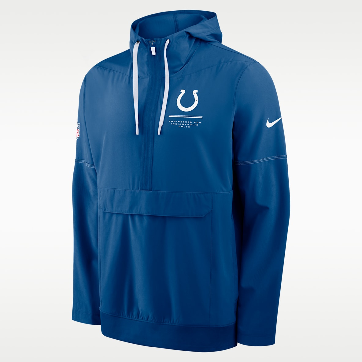 Indianapolis Colts Sideline Anorak Chamarra con gorro de medio cierre Nike de la NFL para hombre