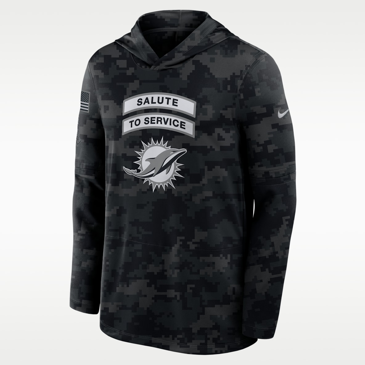 Miami Dolphins Salute to Service Sideline Playera de manga larga Nike Dri-FIT de la NFL con gorro para hombre