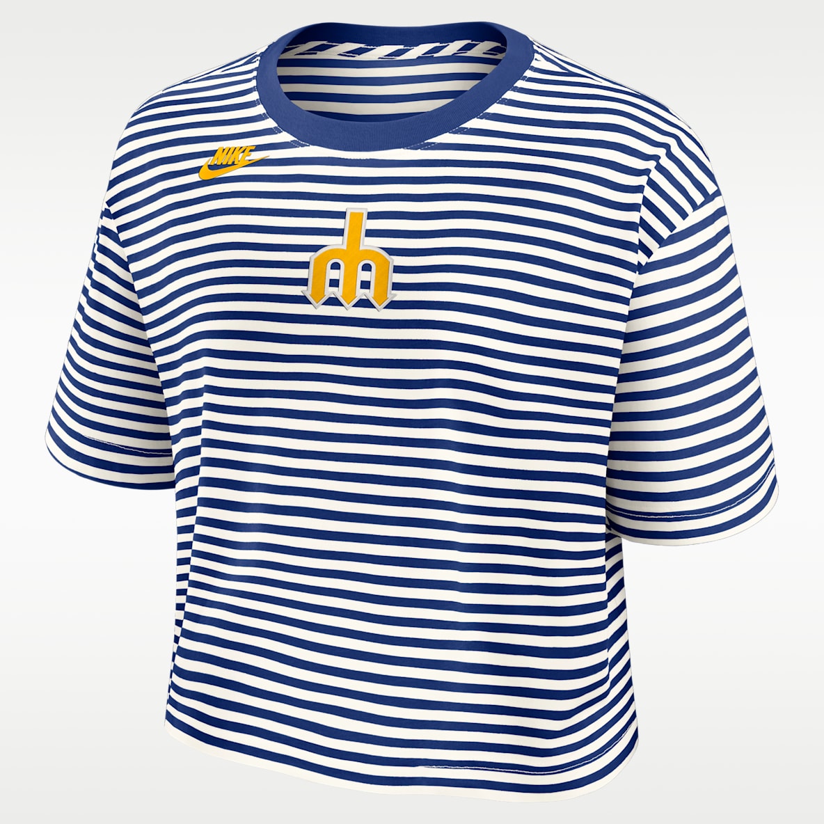 Seattle Mariners Cooperstown Logo Striped Women's Nike MLB Cropped T-Shirt