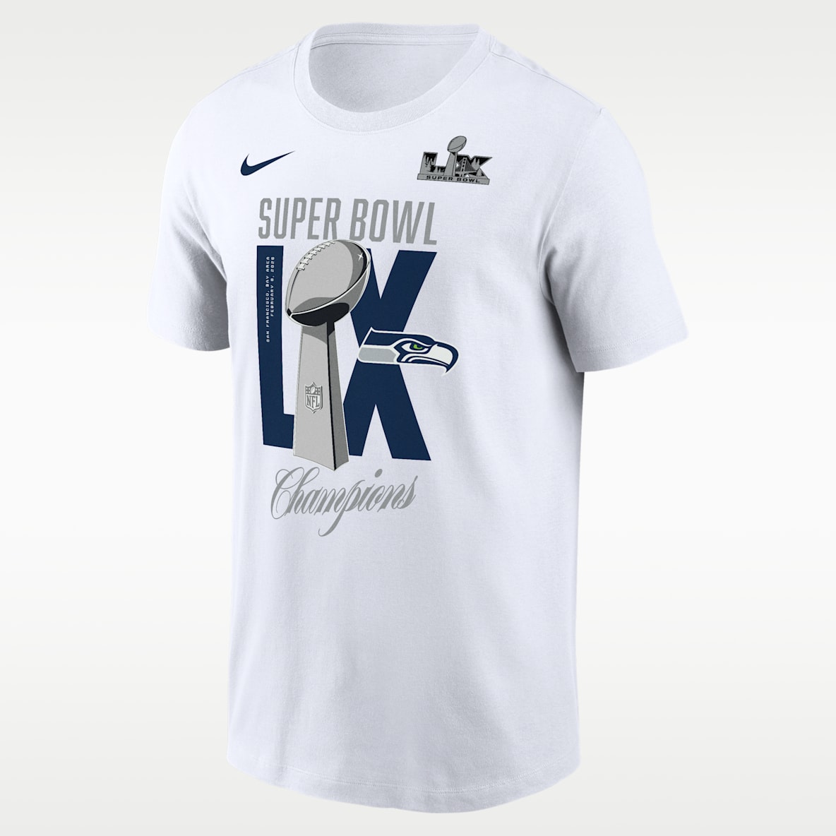 Seattle Seahawks Super Bowl LX Champions Lombardi Trophy Playera Nike de la NFL para hombre
