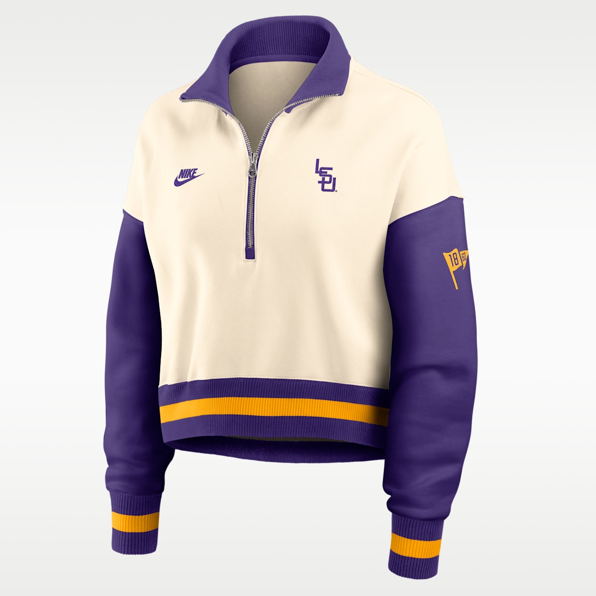 LSU Legacy Women's Nike College Cropped Oversized 1/4-Zip Crew