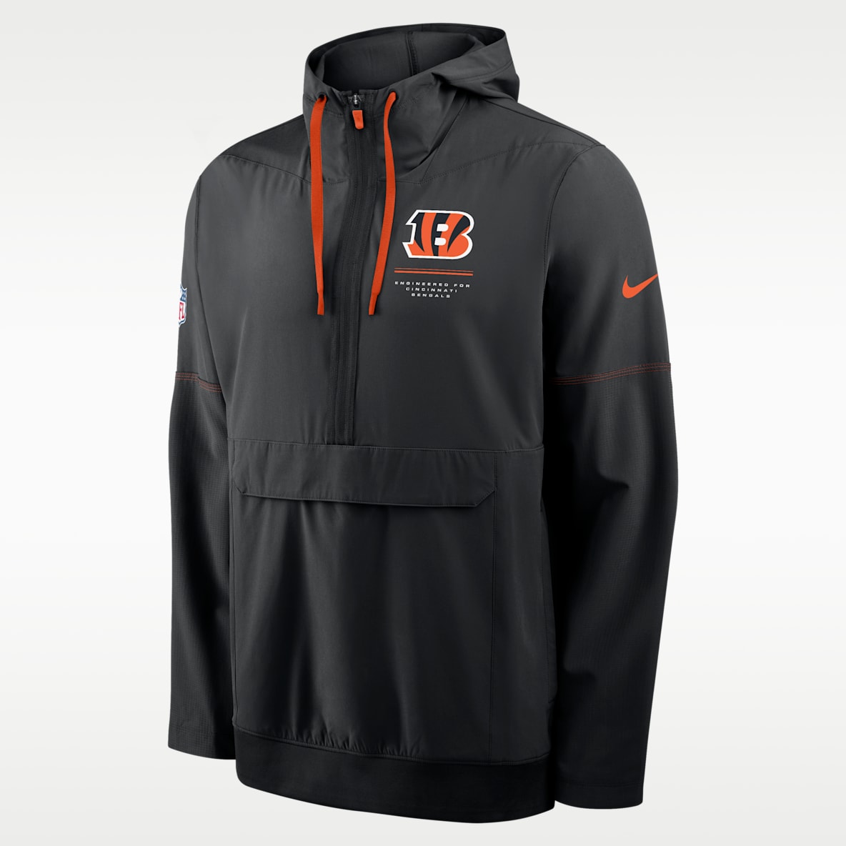 Cincinnati Bengals Sideline Anorak Chamarra con gorro de medio cierre Nike de la NFL para hombre