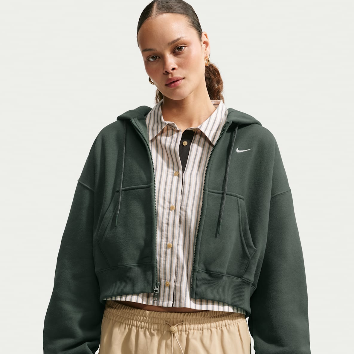 Nike Studio Fleece Medium Weight Women's Oversized Full-Zip Cropped Hoodie