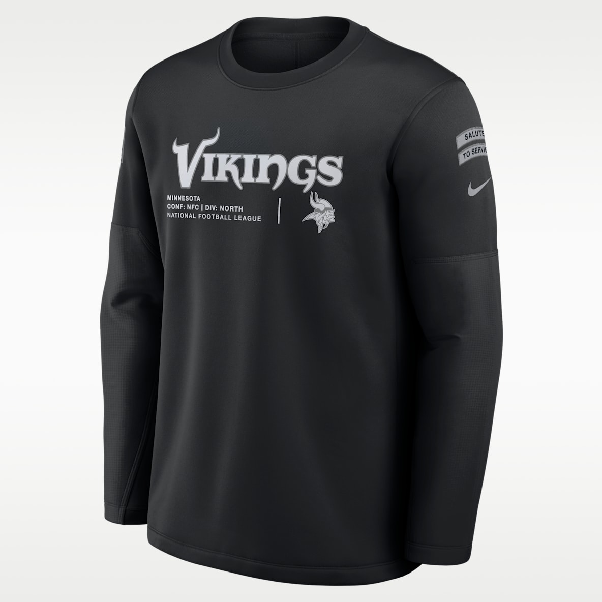 Minnesota Vikings Salute to Service Sideline Coaches Sudadera de cuello redondo sin cierre Nike de la NFL para hombre