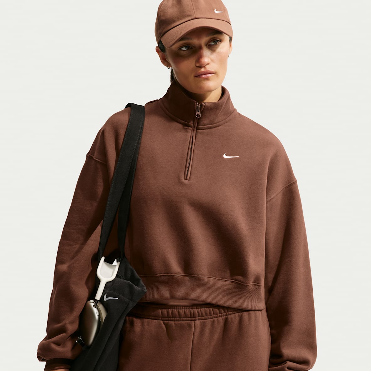 Nike Studio Fleece Medium Weight Women's Oversized 1/4-Zip Cropped Top