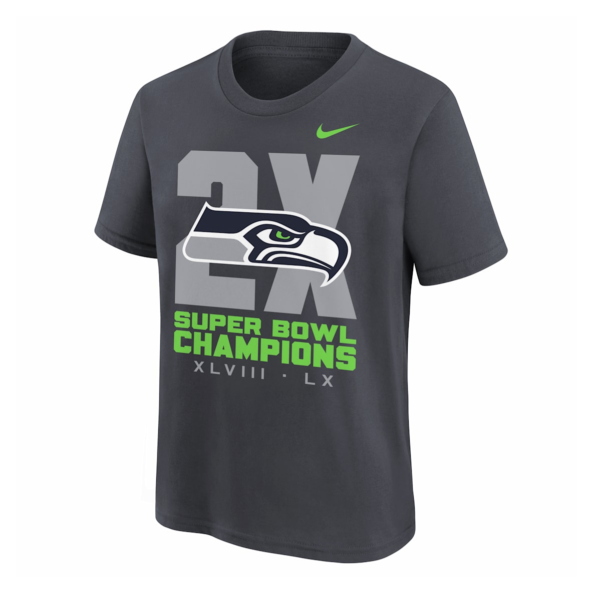 Seattle Seahawks Super Bowl LX Champions Seven-Time Champs Big Kids' Nike NFL T-Shirt