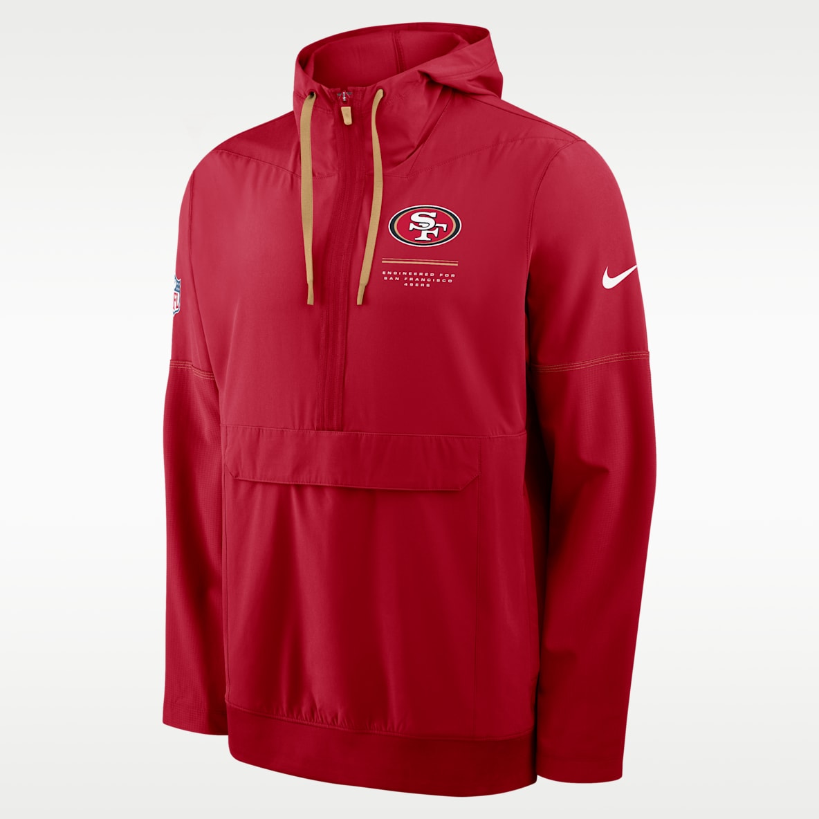 San Francisco 49ers Sideline Anorak Chamarra Nike de la NFL de medio cierre con gorro para hombre