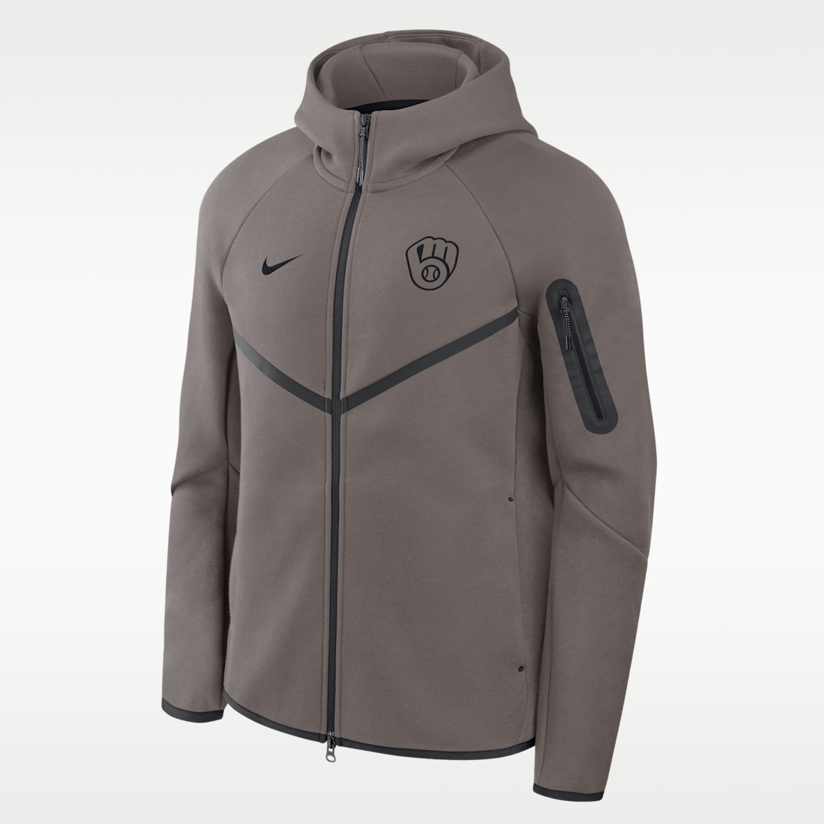 Milwaukee Brewers Tech Fleece Chamarra con gorro Nike de la MLB de cierre completo para hombre