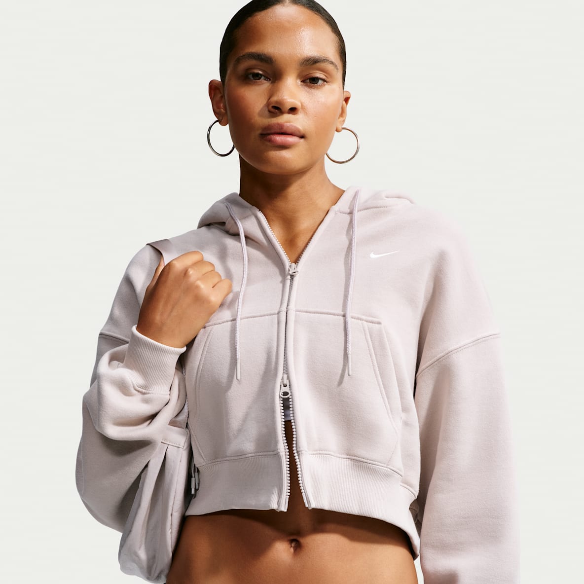 Nike Studio Fleece Medium Weight Women's Oversized Full-Zip Cropped Hoodie