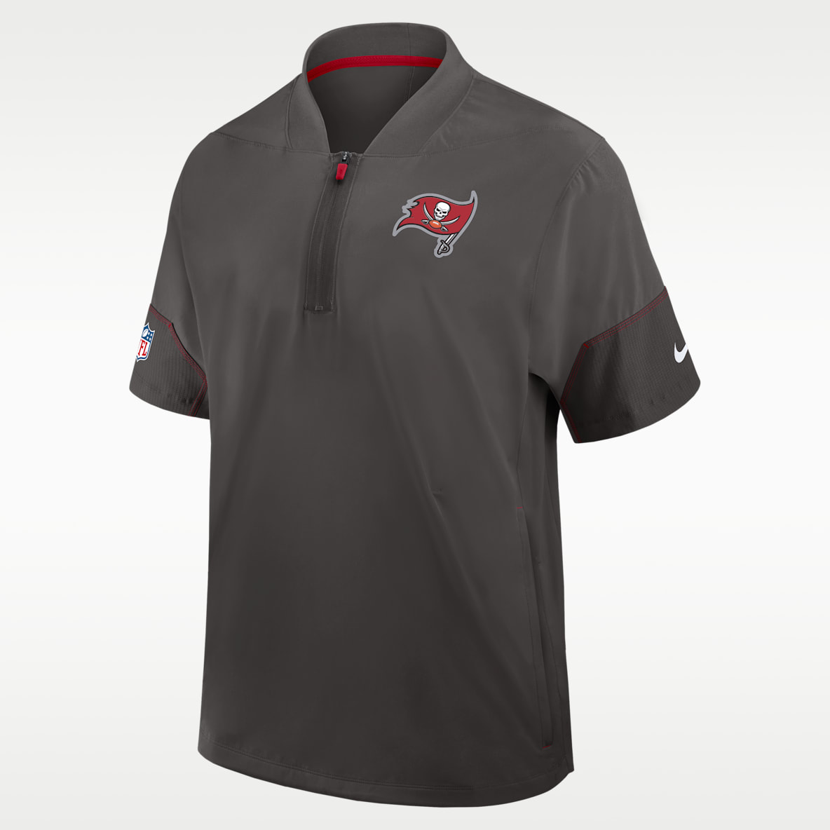 Tampa Bay Buccaneers Sideline Coach Men's Nike NFL 1/2-Zip Short-Sleeve Hooded Jacket