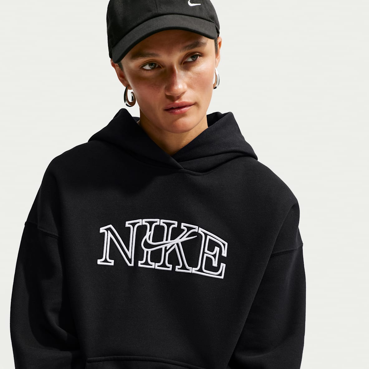 Nike Studio Fleece Medium Weight Women's Oversized Pullover Logo Hoodie