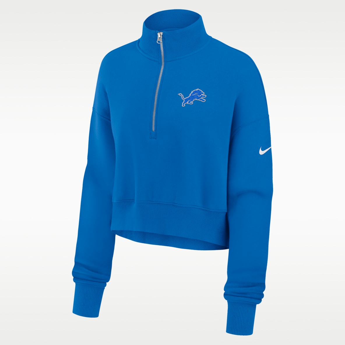 Detroit Lions Phoenix Women's Nike NFL Cropped 1/4-Zip Crew