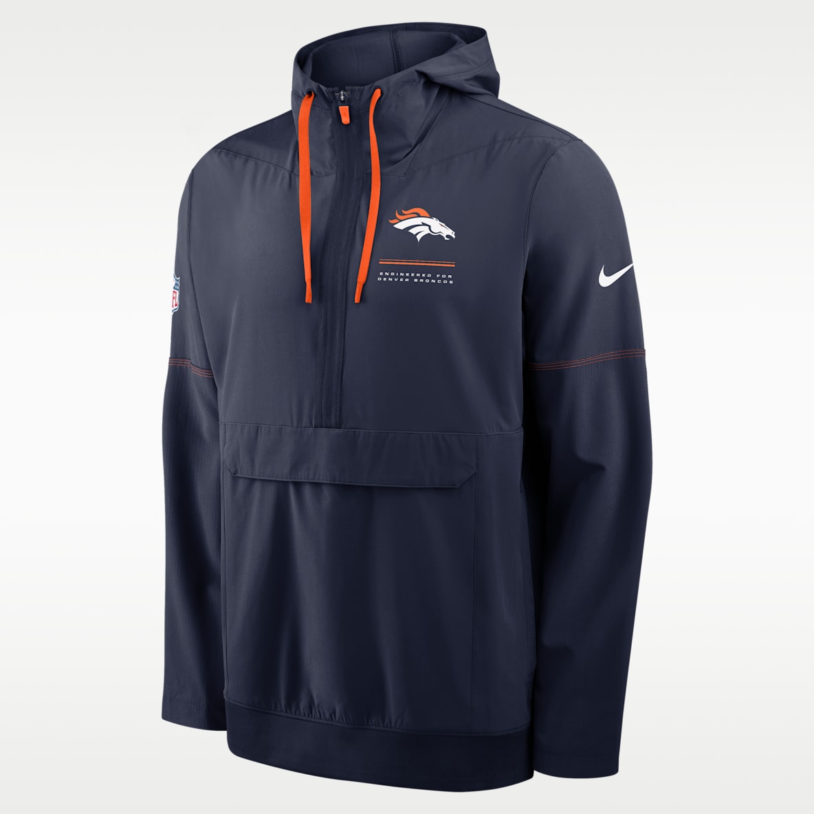 Denver Broncos Sideline Anorak Chamarra con gorro de medio cierre Nike de la NFL para hombre