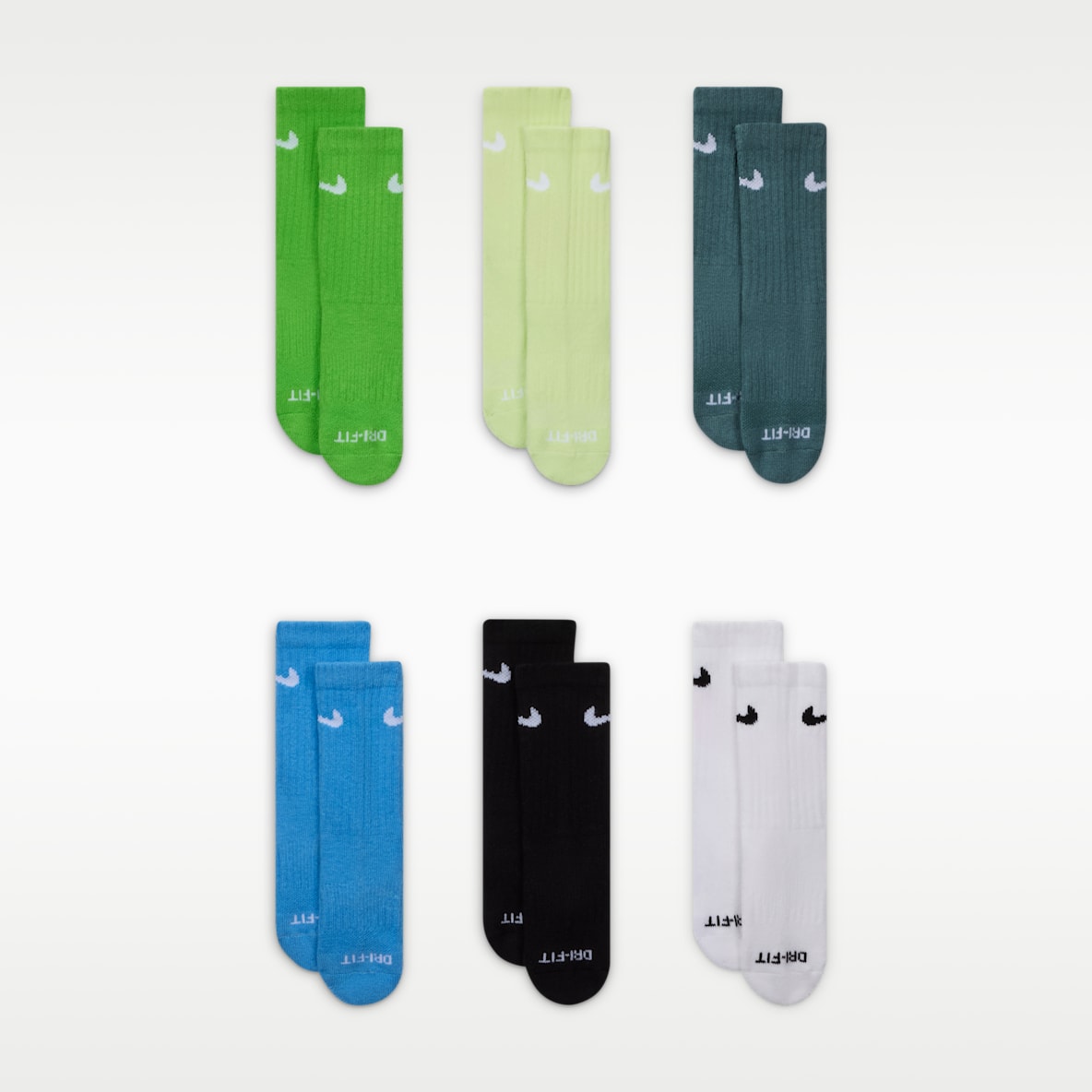 Nike Dri-FIT Performance Basics Little Kids' Crew Socks (6 Pairs)