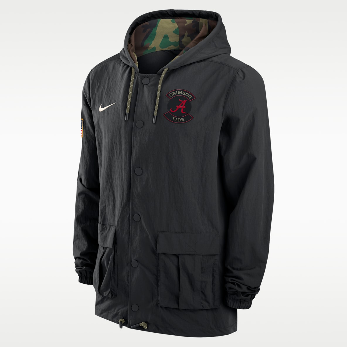 Alabama Men's Nike Full-Snap Hooded Military Jacket