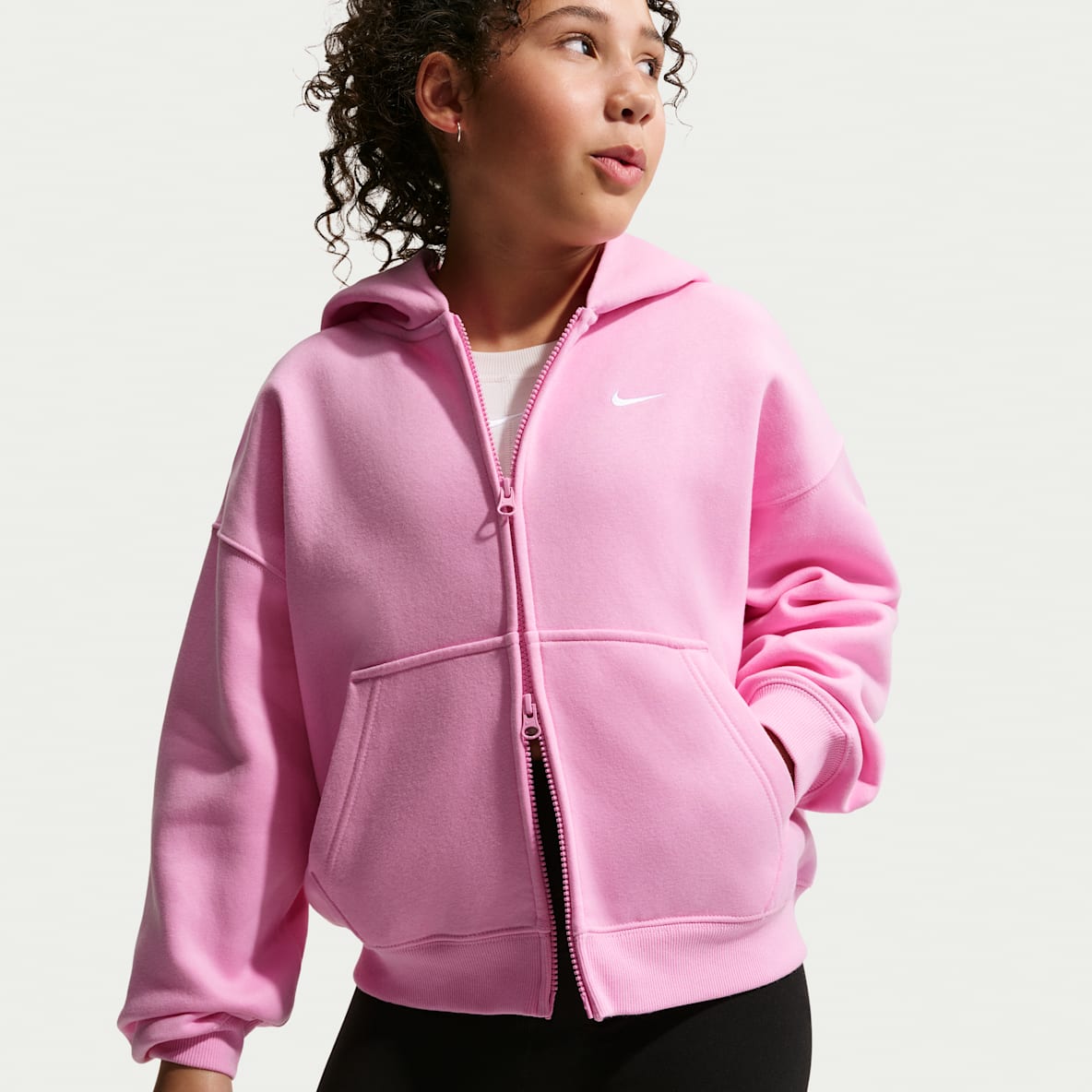 Nike Sportswear Studio Fleece Ekstra stor hettejakke til store barn (jente)