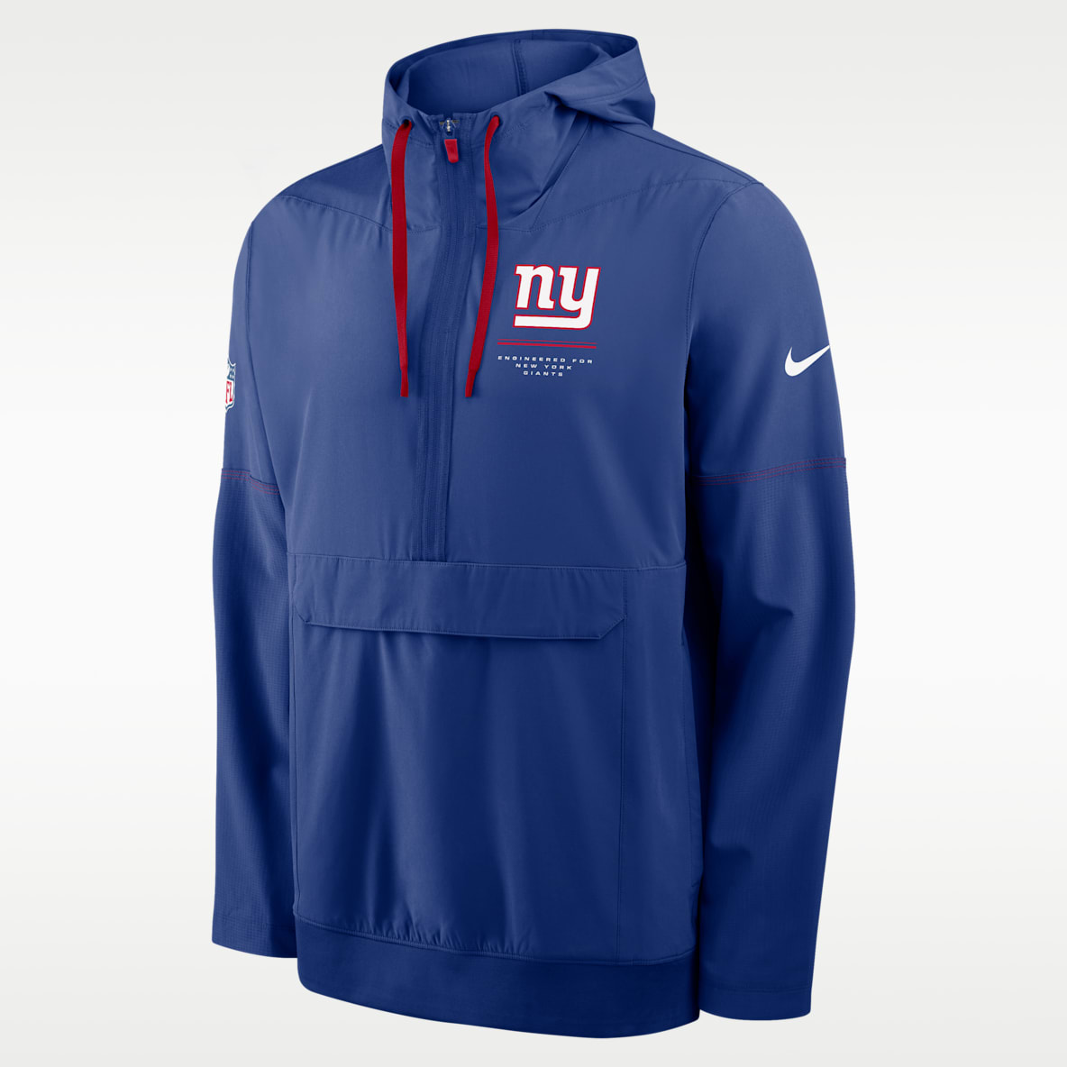 New York Giants Sideline Anorak Chamarra Nike de la NFL de medio cierre con gorro para hombre