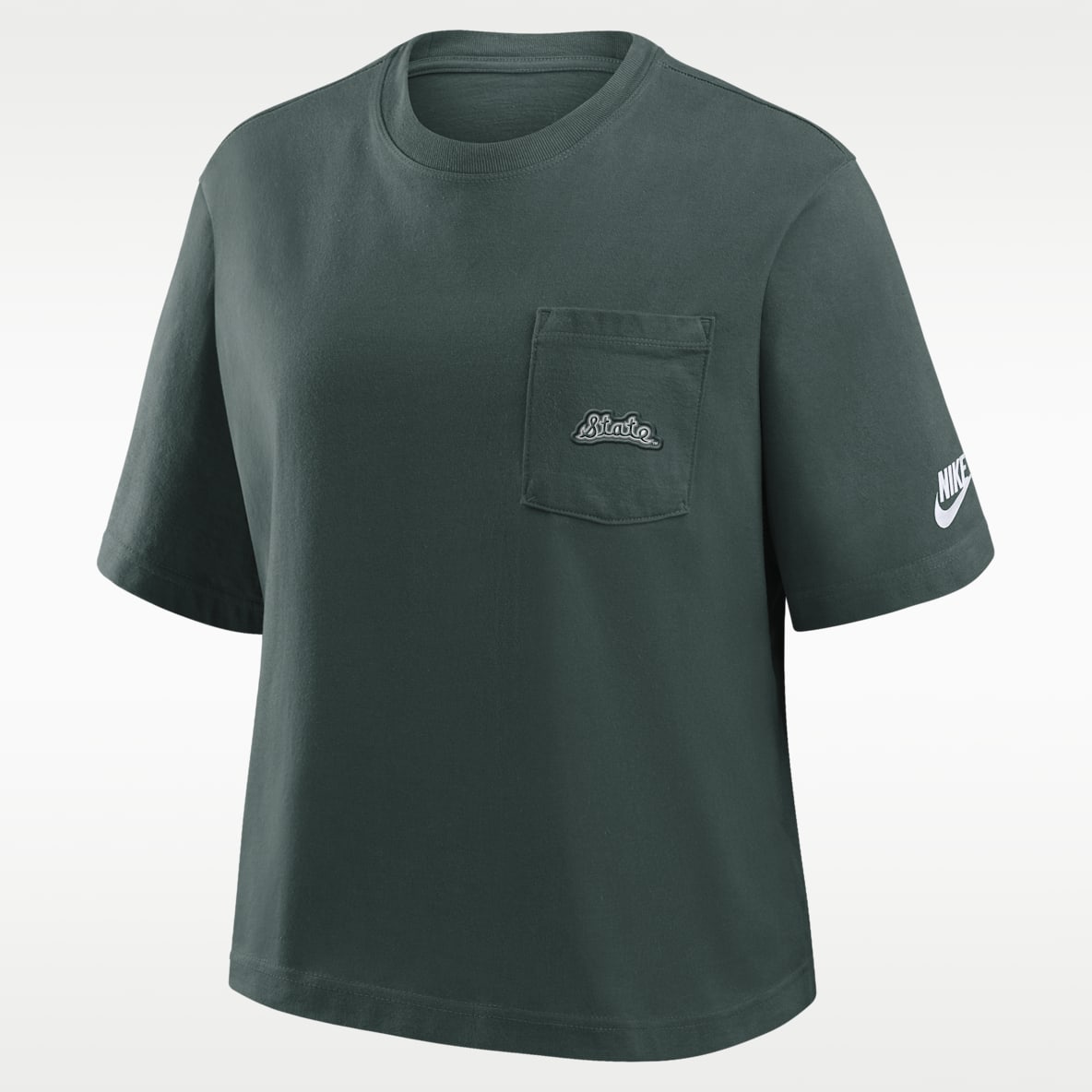 Michigan State Legacy Pocket Boxy Playera universitaria Nike para mujer