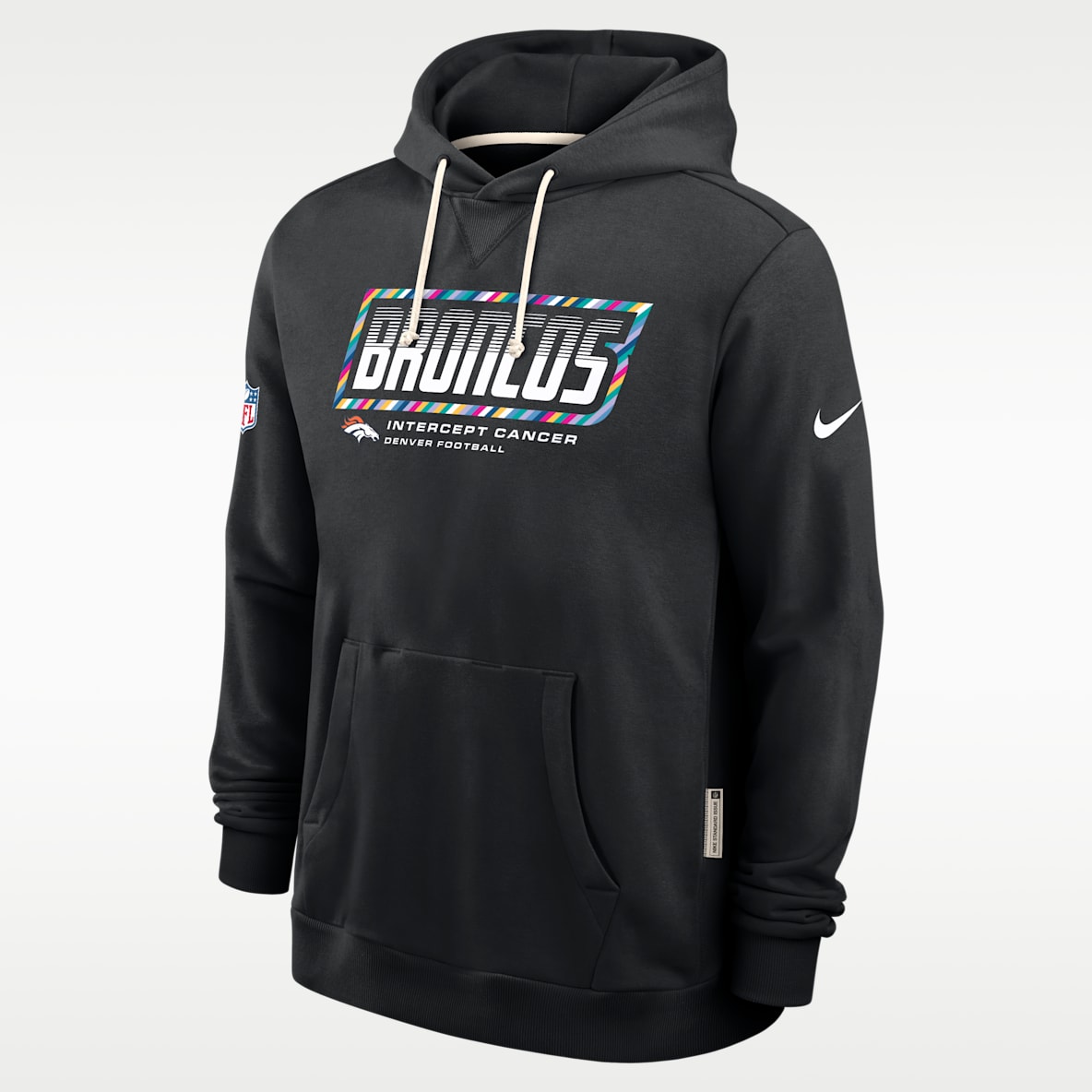 Denver Broncos Crucial Catch Sideline Standard Issue Men's Nike Dri-FIT NFL Pullover Hoodie