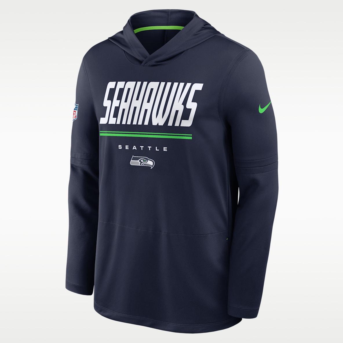 Seattle Seahawks Sideline Playera de manga larga Nike Dri-FIT de la NFL con gorro para hombre