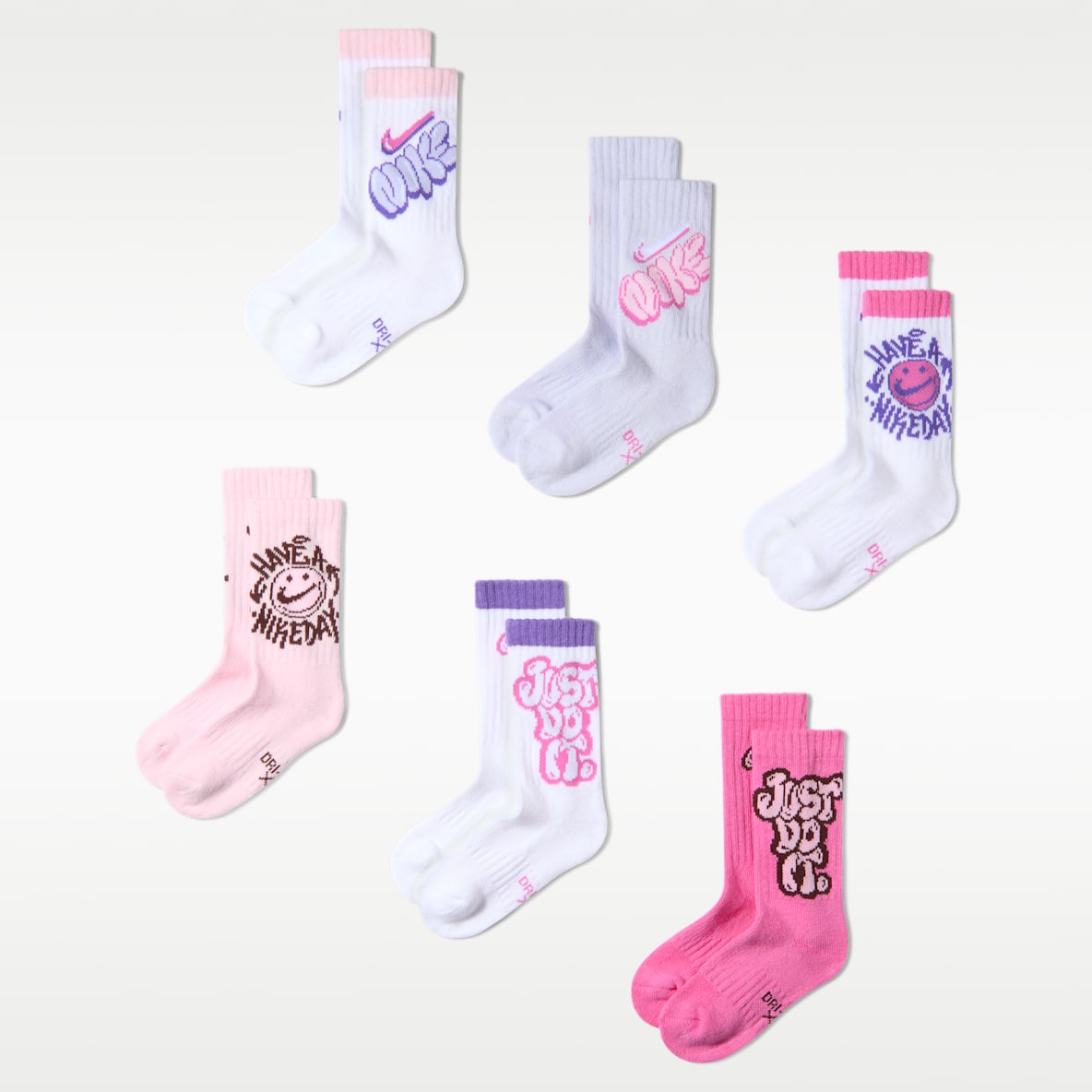 Nike Kids' Dri-FIT "Have a Nike Day" Graphic Crew Socks (6 Pairs)