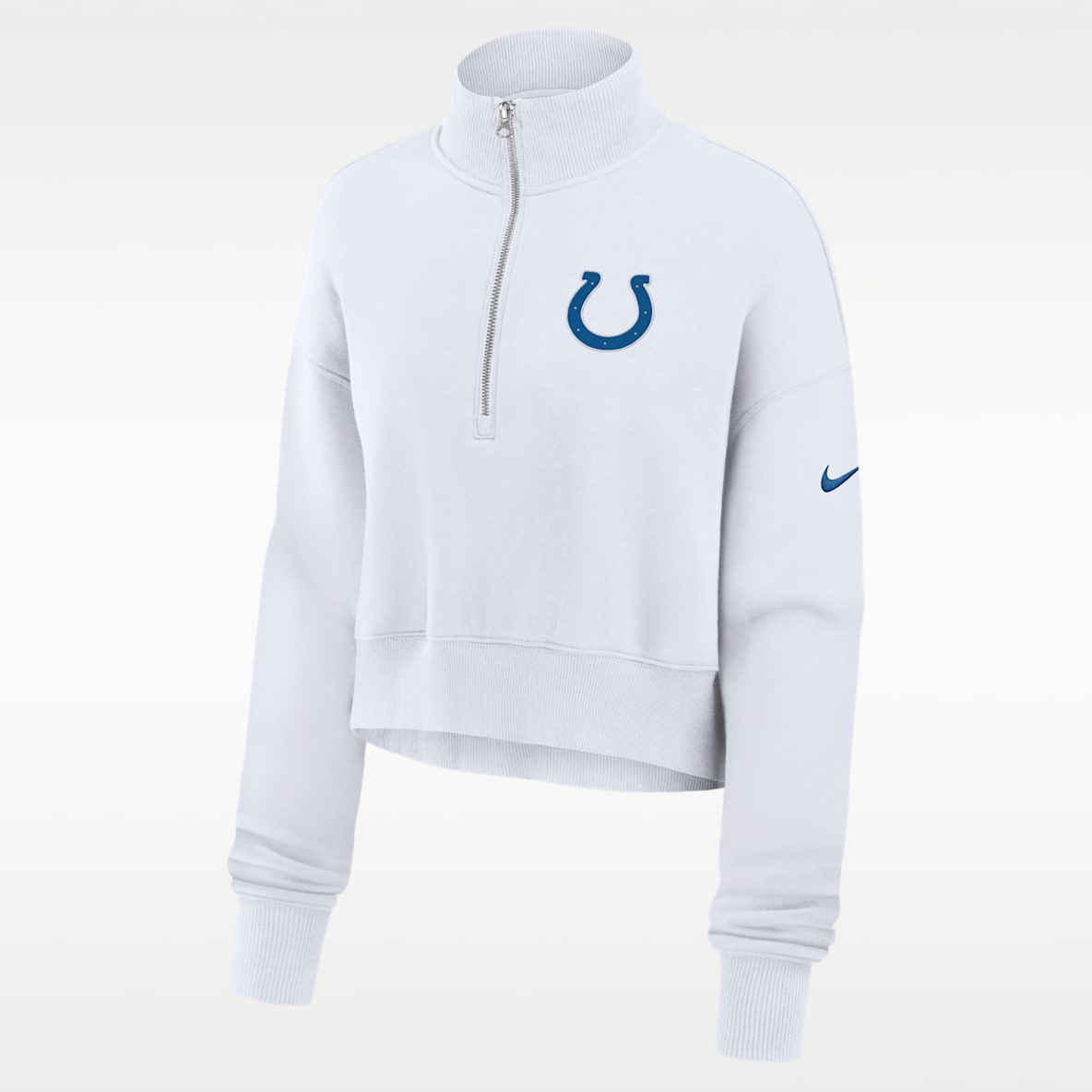 Indianapolis Colts Primetime Phoenix Women's Nike NFL Oversized Cropped 1/4-Zip Crew