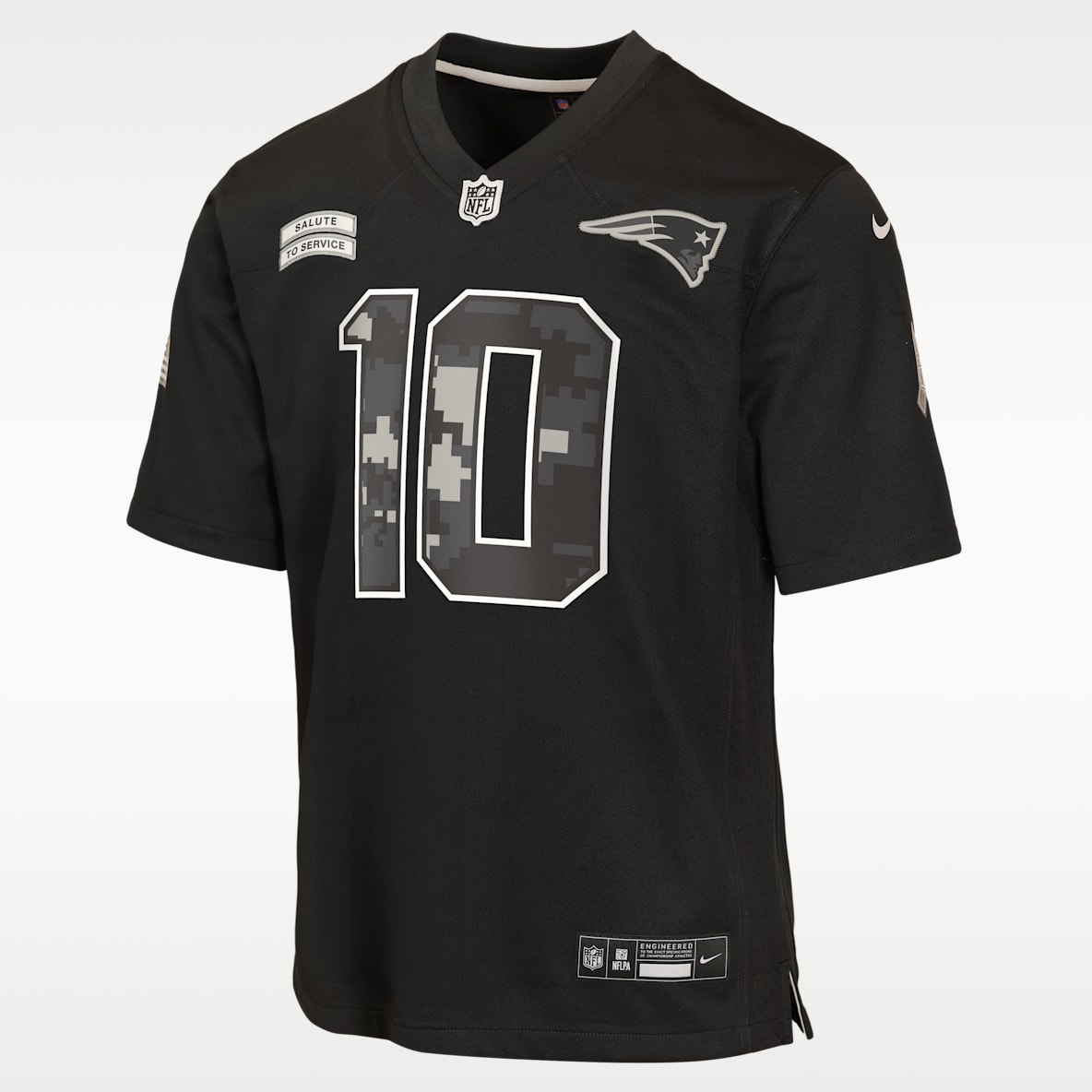 Drake Maye New England Patriots Salute to Service Big Kids' Nike NFL Game Jersey