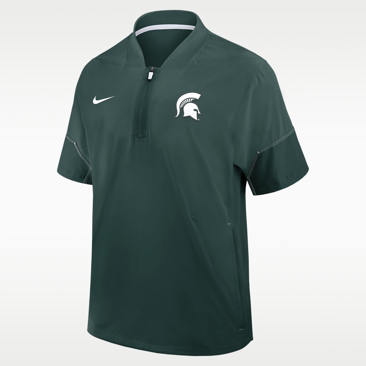Michigan State Sideline Coach Chamarra con gorro de manga corta universitaria Nike de medio cierre para hombre