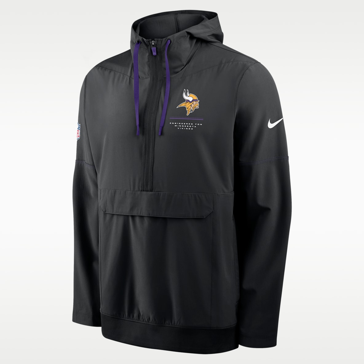 Minnesota Vikings Sideline Anorak Chamarra con gorro de medio cierre Nike de la NFL para hombre