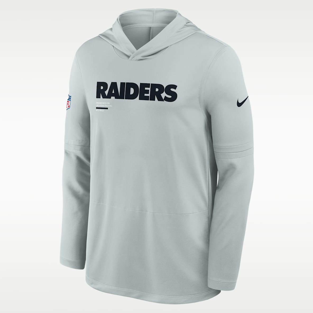 Las Vegas Raiders Pure Fury Sideline Playera de manga larga Nike Dri-FIT de la NFL con gorro para hombre
