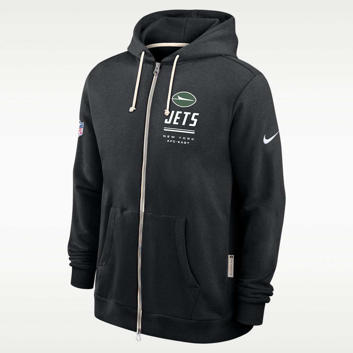 New York Jets Sideline Standard Issue Sudadera con gorro Nike Dri-FIT de la NFL de cierre completo para hombre