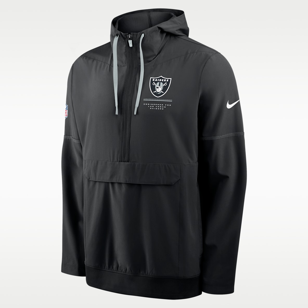 Las Vegas Raiders Sideline Anorak Chamarra Nike de la NFL de medio cierre con gorro para hombre