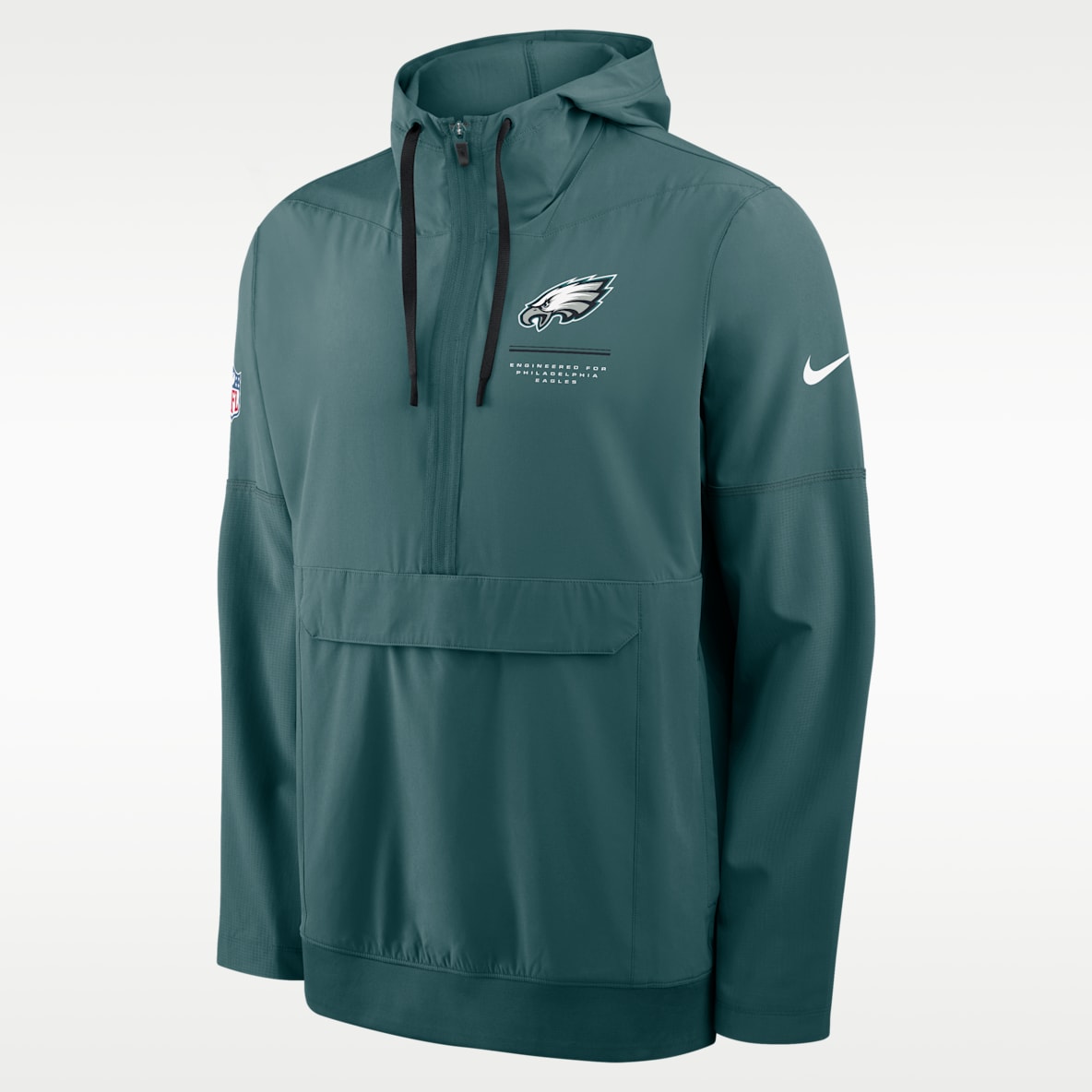 Philadelphia Eagles Sideline Anorak Chamarra Nike de la NFL de medio cierre con gorro para hombre