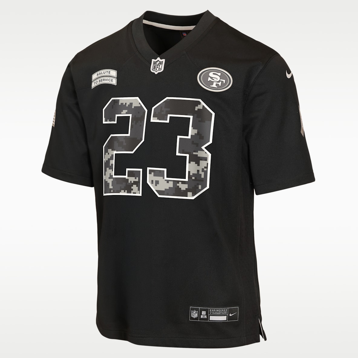 Christian McCaffrey San Francisco 49ers Salute to Service Jersey Nike de la NFL Game para niños talla grande