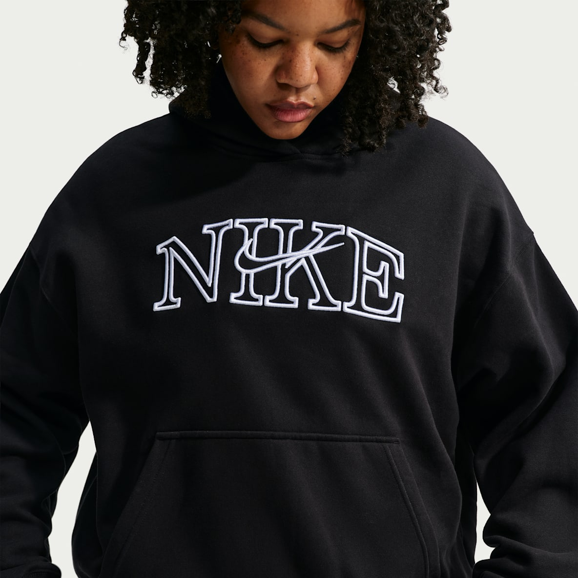 Nike Studio Fleece Medium Weight Women's Oversized Pullover Logo Hoodie