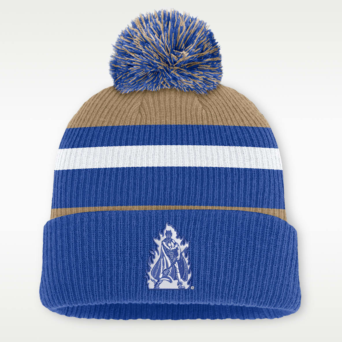 Duke Legacy Striped Men's Nike College Cuffed Pom Beanie