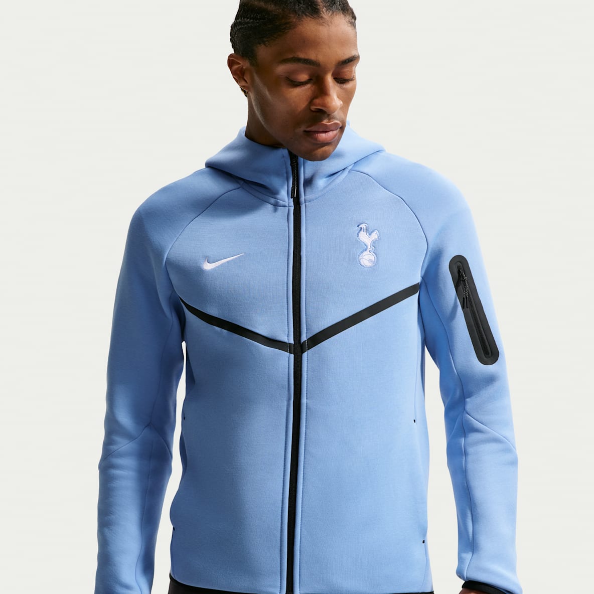 Tottenham Hotspur Tech Fleece Windrunner Nike Football-hættetrøje med lynlås til mænd
