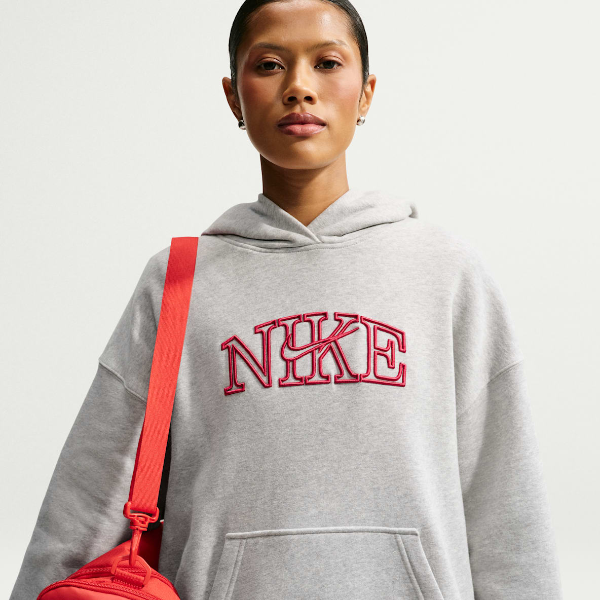 Nike Studio Fleece Medium Weight 'Graphic Pack' Women's Oversized Pullover Logo Hoodie