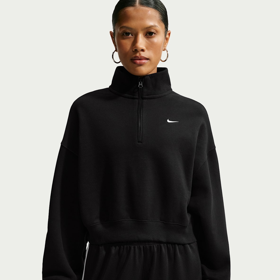 Nike Studio Fleece Medium Weight Women's Oversized 1/4-Zip Cropped Top