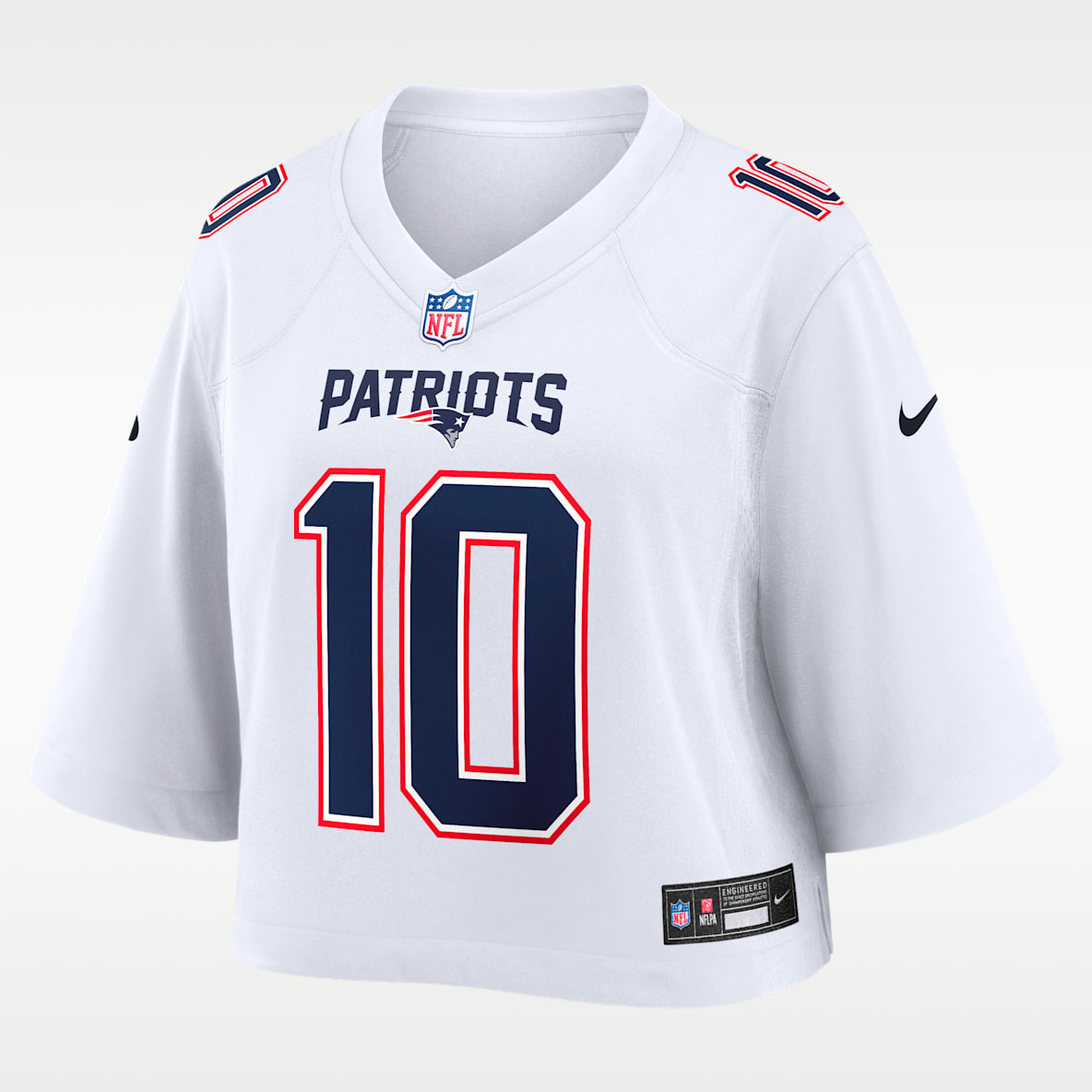 Drake Maye New England Patriots Women's Nike NFL Cropped Tundra Game Jersey