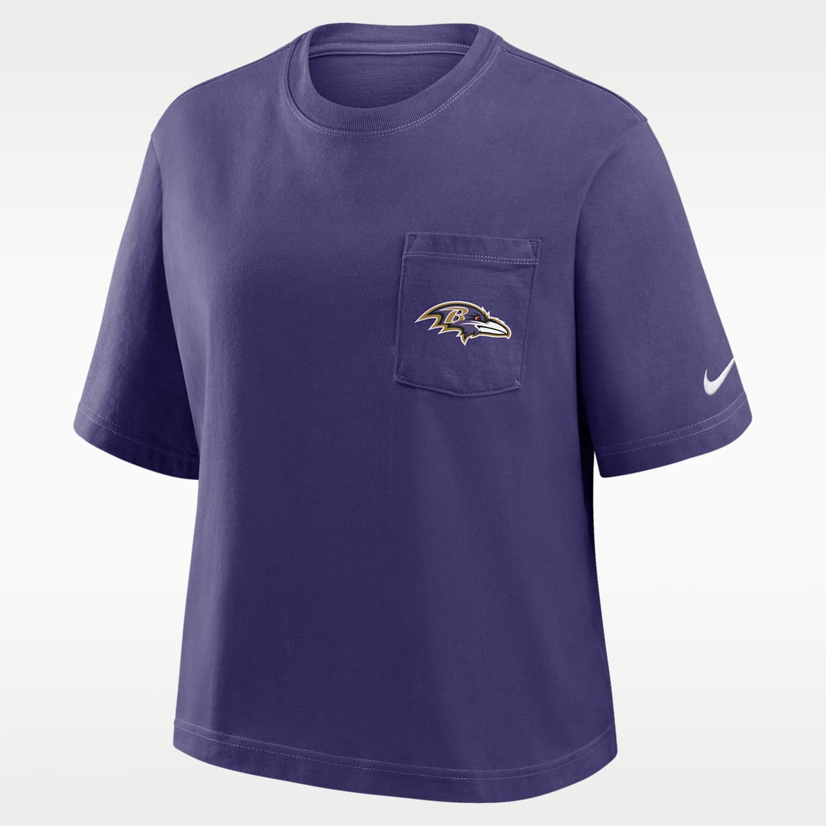 Baltimore Ravens Rewind Pocket Boxy Playera Nike de la NFL para mujer