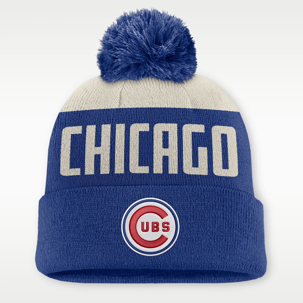 Chicago Cubs Cooperstown Peak Gorro con dobladillo y pompón Nike de la MLB para hombre