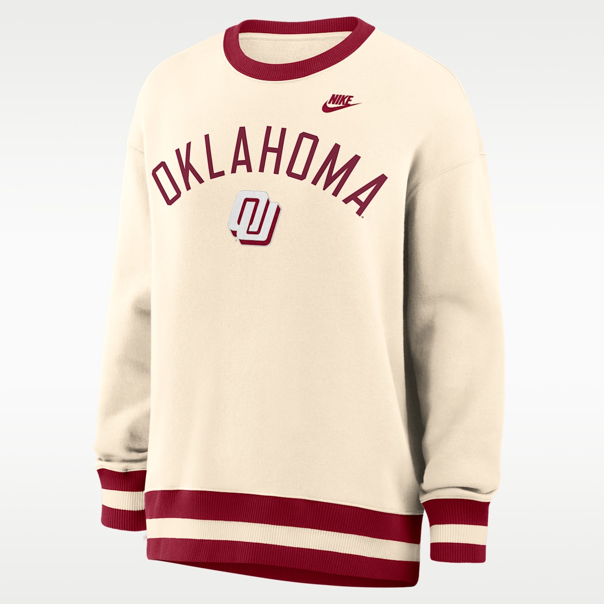 Oklahoma Legacy Sudadera de cuello redondo sin cierre oversized universitaria Nike para mujer