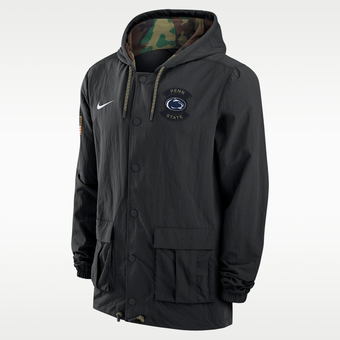 Penn State Men's Nike Full-Snap Hooded Military Jacket