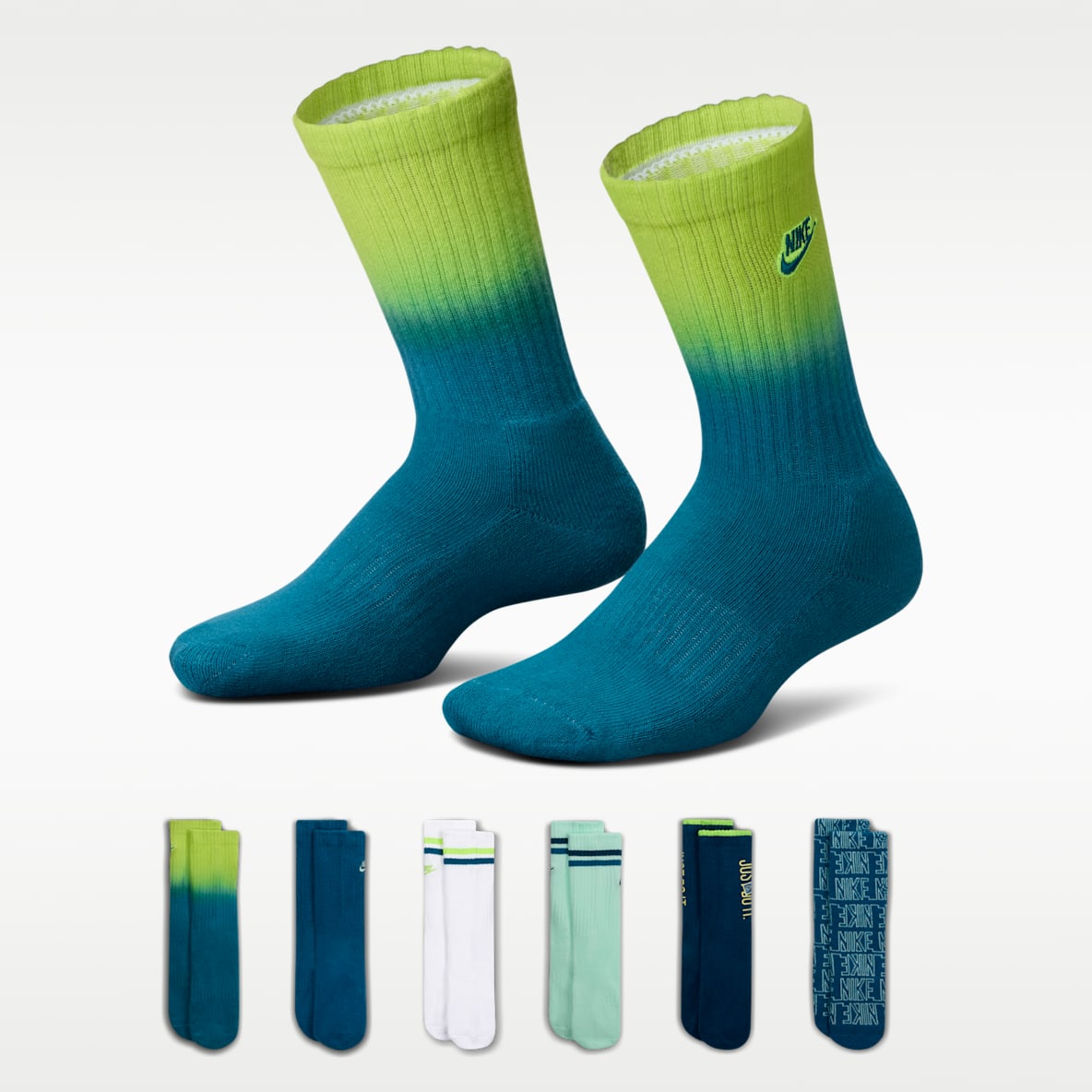 Nike Glow With Me Calcetas para niños talla pequeña (6 pares)