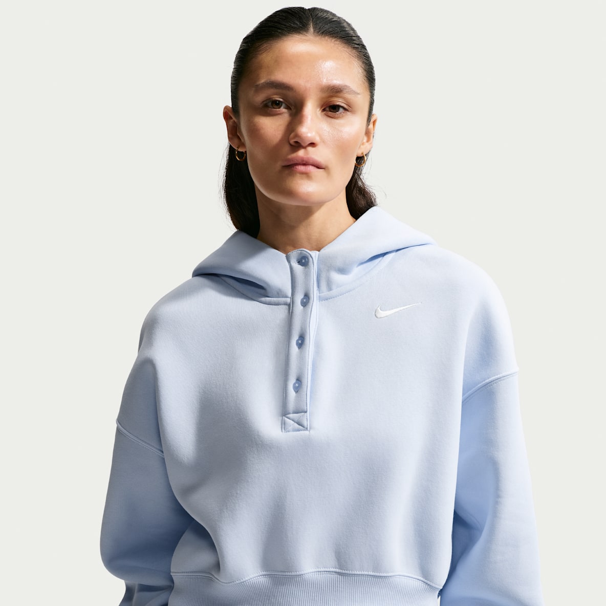 Nike Sportswear Phoenix Fleece Ekstra stor Henley-hettegenser med avkortet passform til dame