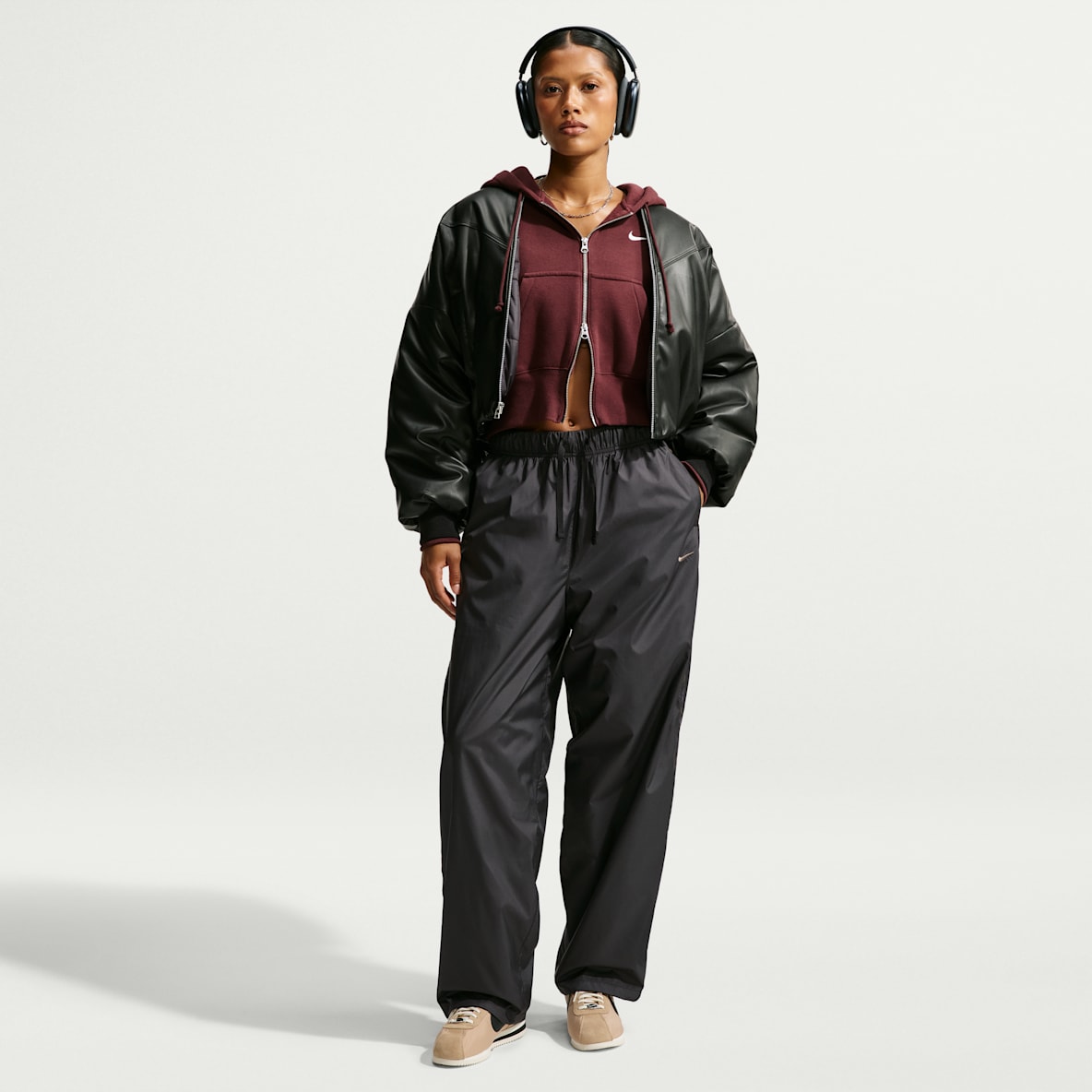 Nike Sportswear Pantalon ample réversible à motif écossais pour femme