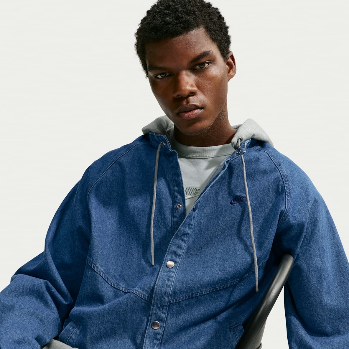 Nike Sportswear Giacca ampia in denim e fleece pesante – Uomo